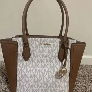 Michael Kors Large Tote Bag, Vanilla/Beige Woman’s Brown White Purse.like new